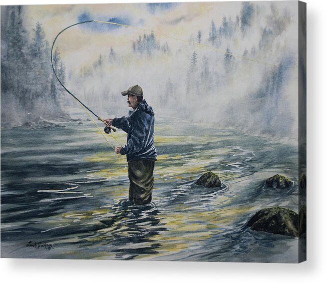 Fishing Acrylic Print featuring the painting Misty Morning Fly Cast by Link Jackson