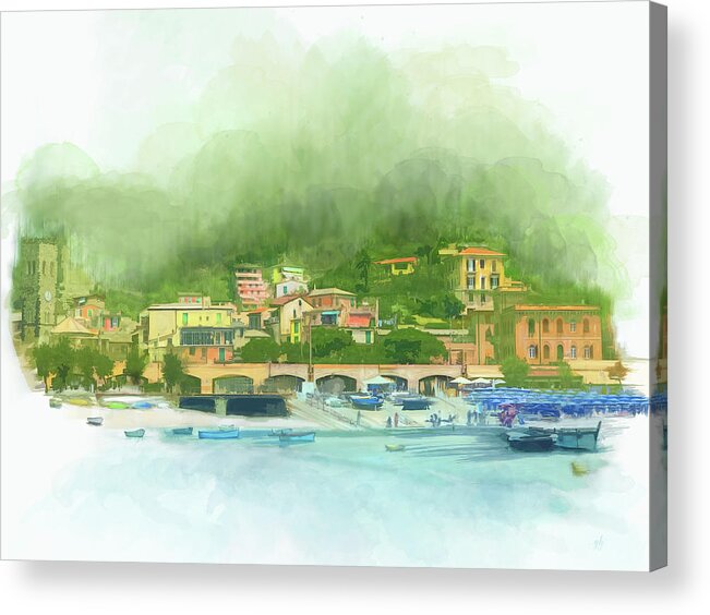 Italy Acrylic Print featuring the digital art Monterosso by Gina Harrison