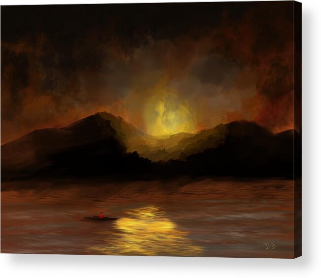 Night Acrylic Print featuring the painting Nght on the Water by Dick Bourgault
