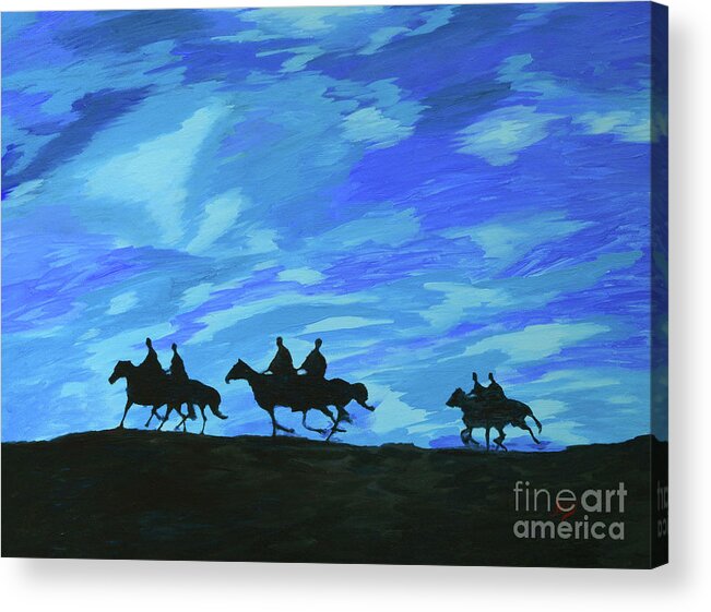 Night Acrylic Print featuring the painting Night Riders by Aicy Karbstein