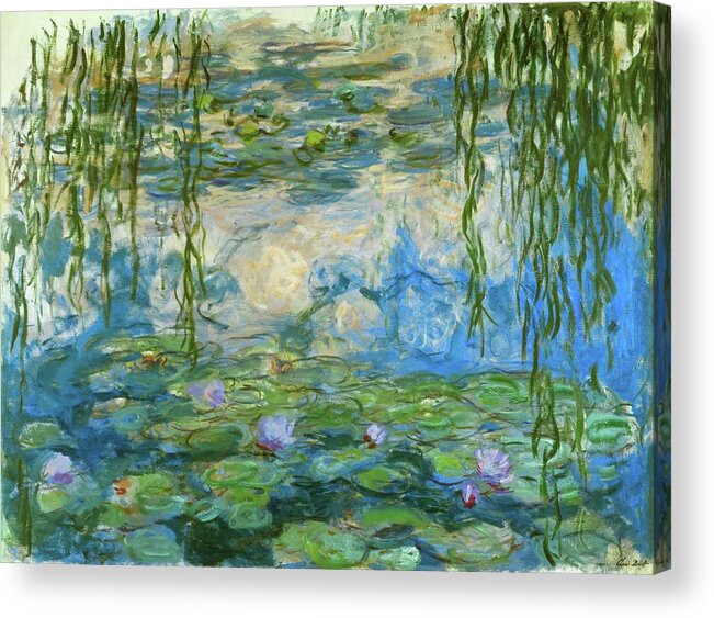 Claude Monet Acrylic Print featuring the painting Nympheas,1916-1919 Canvas,150 x 200 cm Inv. 51 64. by Claude Monet -1840-1926-