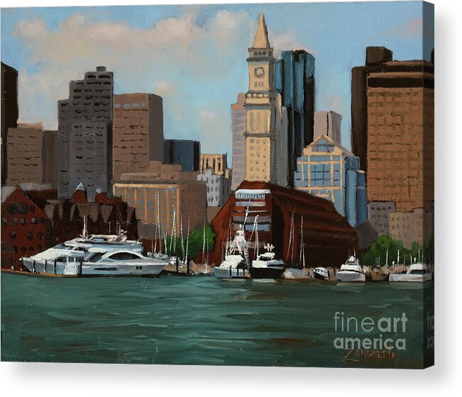 Boston Acrylic Print featuring the painting On a Clear Day by Laura Lee Zanghetti