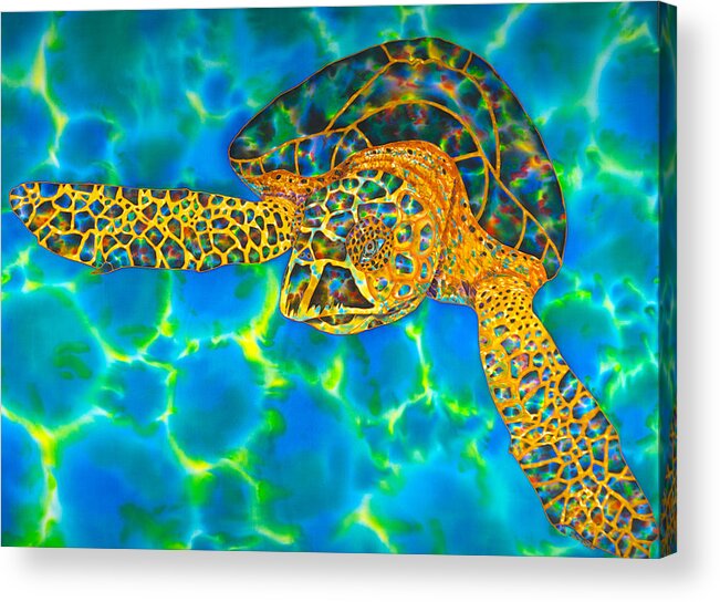 Turtle Acrylic Print featuring the painting Opal Sea Turtle by Daniel Jean-Baptiste