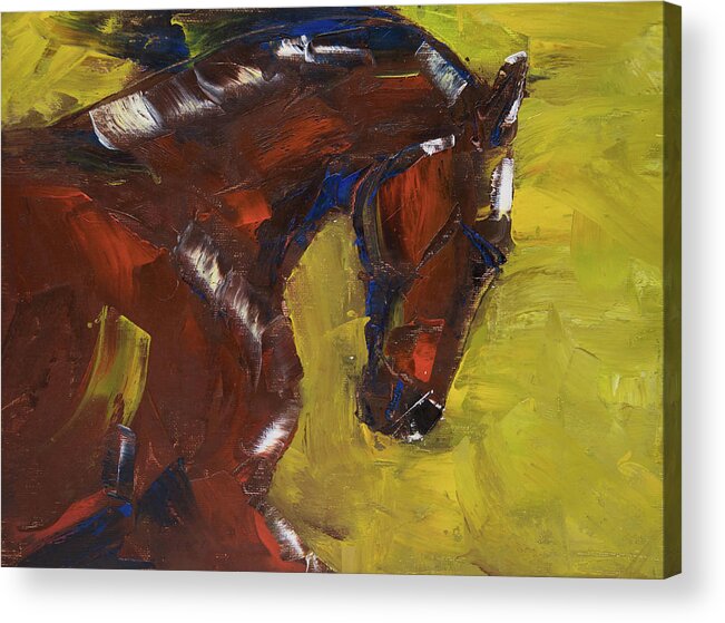 Horse Acrylic Print featuring the painting Painted Determination by Jani Freimann