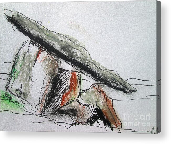 Dolmen Acrylic Print featuring the painting Painting Of A Burren Dolmen by Mary Cahalan Lee - aka PIXI