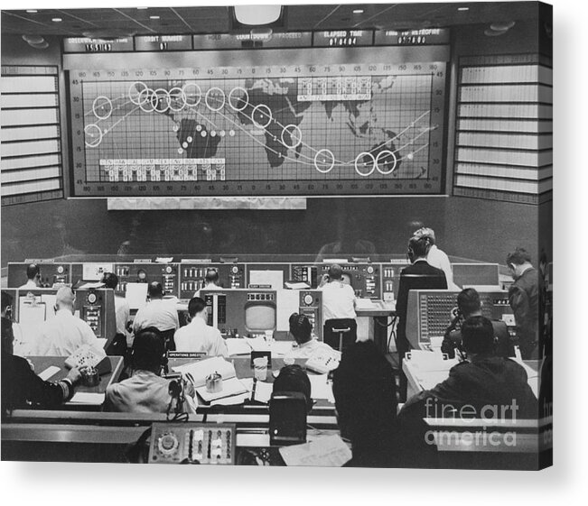 People Acrylic Print featuring the photograph People Working In Mercury Control Center by Bettmann