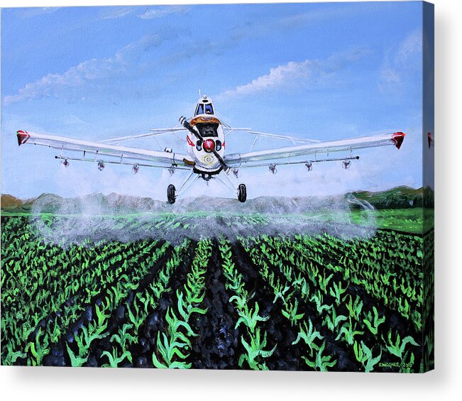 Aircraft Acrylic Print featuring the painting Piper Pawnee PA-25-235 by Karl Wagner