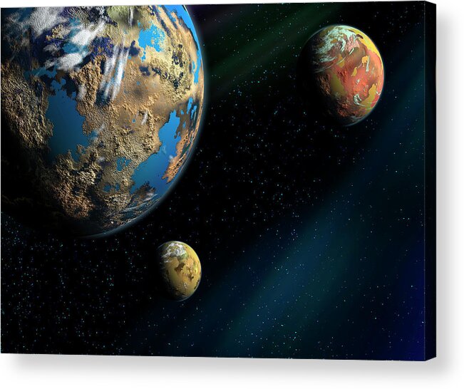 Tranquility Acrylic Print featuring the photograph Planets, An Artistic Illustration by Soumen Nath Photography