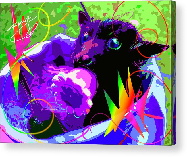 Bat Acrylic Print featuring the painting pOp Baby Bat by DC Langer