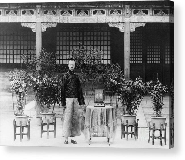 Child Acrylic Print featuring the photograph Pu Yi Standing In Courtyard by Bettmann