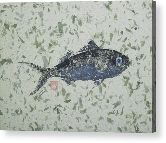 Ink Acrylic Print featuring the painting Queen Snapper - Black and Blue by Adrienne Dye