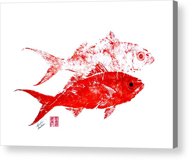 Fish Acrylic Print featuring the painting Queen Snapper Duo by Adrienne Dye