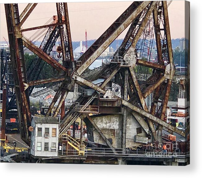 Duwamish Waterway Acrylic Print featuring the photograph Railroad Bridge by Suzanne Lorenz