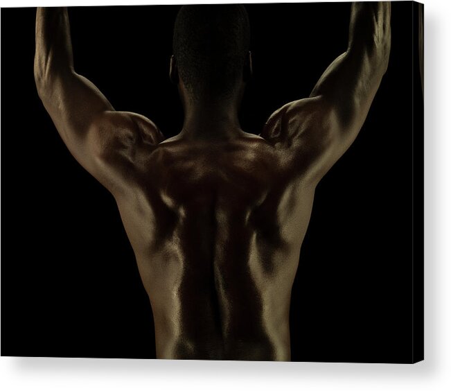 Human Arm Acrylic Print featuring the photograph Rear View Of Athletic Male, Detail Of by Jonathan Knowles