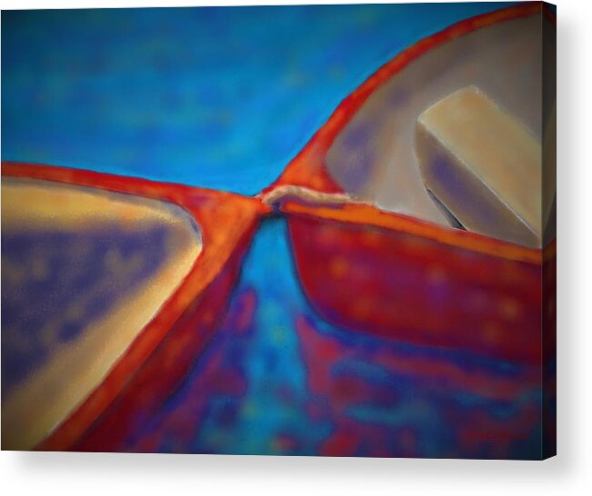 Red Boats Acrylic Print featuring the digital art Red Boats by Angela Davies