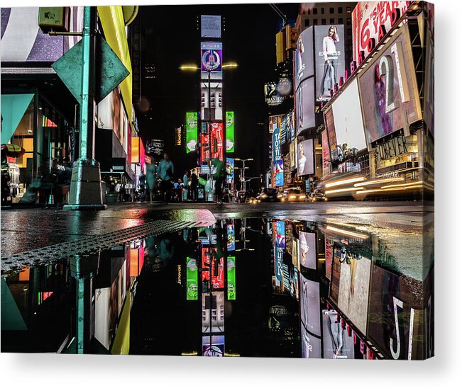 New York Acrylic Print featuring the photograph Reflective Times Square by David Downs
