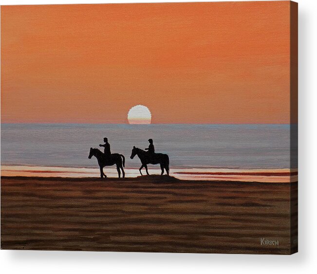 Georgian Bay Acrylic Print featuring the painting Riding Sunset Beach by Kenneth M Kirsch