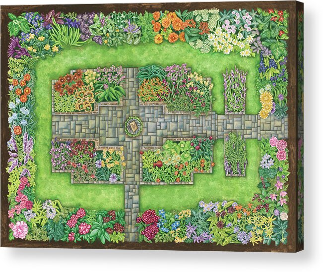 Robison Herb Garden Acrylic Print featuring the painting Robison Herb Garden by Andrea Strongwater