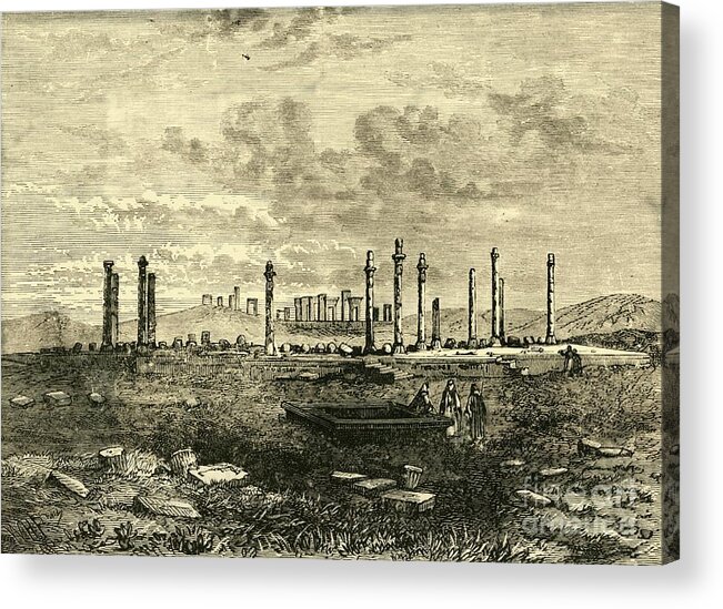 Engraving Acrylic Print featuring the drawing Ruins At Persepolis by Print Collector