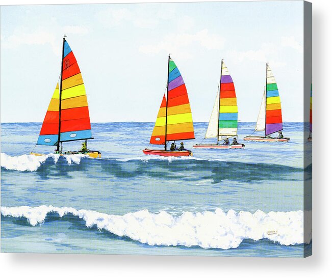 Sailboats Acrylic Print featuring the painting Sail Colors by Patrick Sullivan