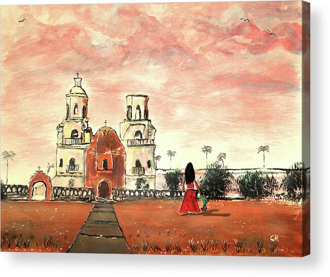 Tucson Acrylic Print featuring the painting San Xavier Mission del Bac Mother and Child by Chance Kafka