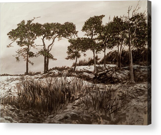 Pine Trees Acrylic Print featuring the painting Seven Pines by Hans Egil Saele