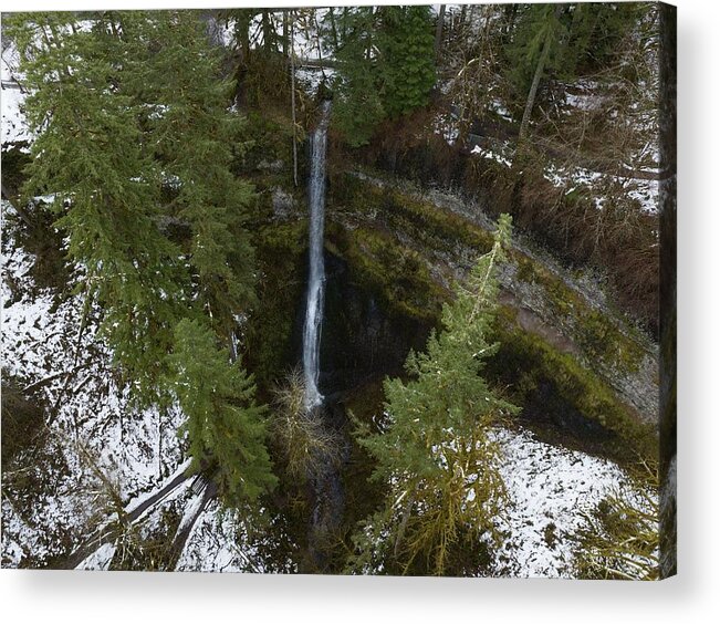 Landscapeaerial Acrylic Print featuring the photograph Silver Creek Flows Over A Beautiful by Ethan Daniels
