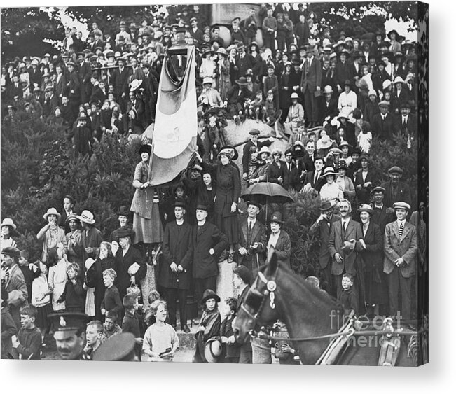 Crowd Of People Acrylic Print featuring the photograph Sinn Feiners Greeting Peace Delegates by Bettmann