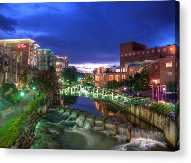 Greenville Acrylic Print featuring the photograph Skyline on the Reedy by Blaine Owens