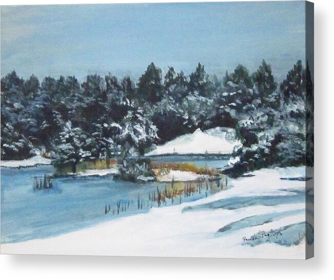 Acrylic Acrylic Print featuring the painting Snow in Cape May Court House by Paula Pagliughi