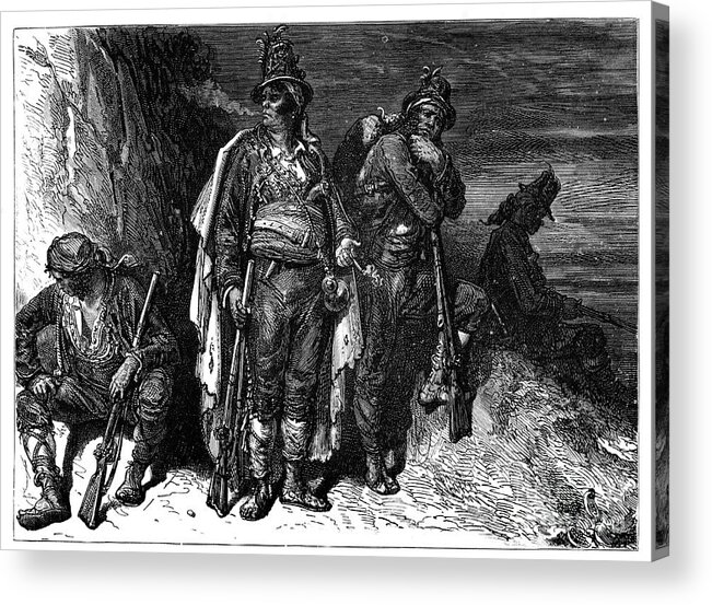 Rifle Acrylic Print featuring the drawing Spanish Coastguardsmen, C1890 by Print Collector
