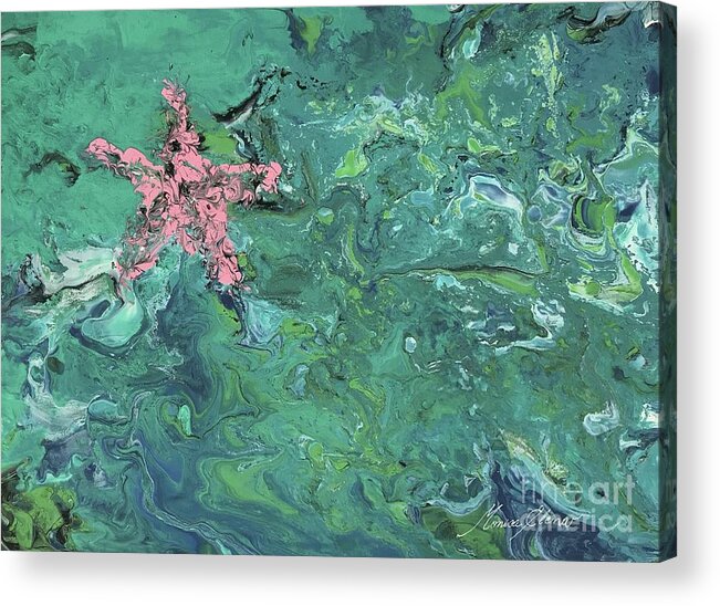 Abstract Art Acrylic Print featuring the painting Starfish saluting by Monica Elena