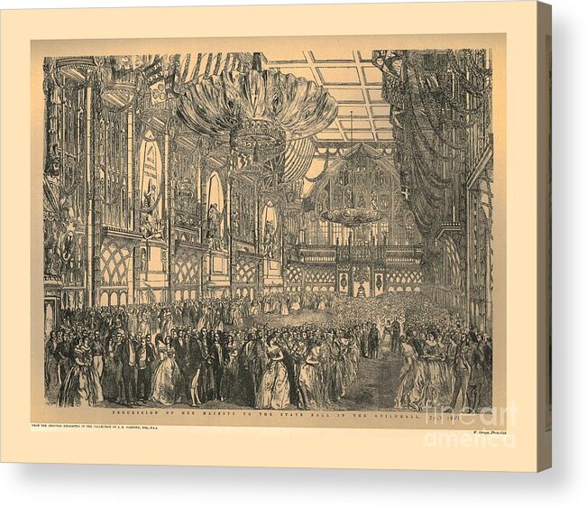 1880-1889 Acrylic Print featuring the drawing State Ball At The Guildhall, 1851, 1886 by Print Collector