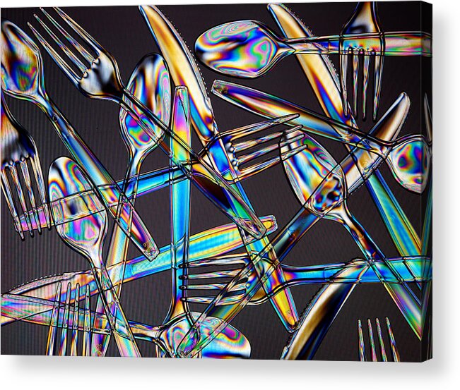 Spoon Acrylic Print featuring the photograph Stress Patterns In Plastic Utensils by David Hogan