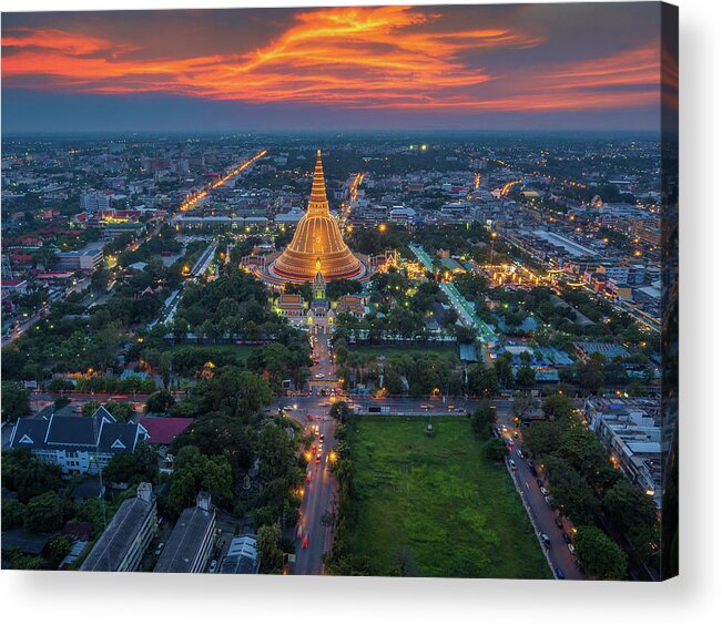 Event Acrylic Print featuring the photograph Sunset Of Phra Pathom Chedi by Peerakit Jirachetthakun