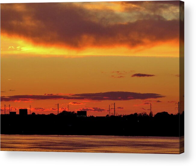 Sunsets Acrylic Print featuring the photograph Sunset on the Delaware No. Three by Linda Stern