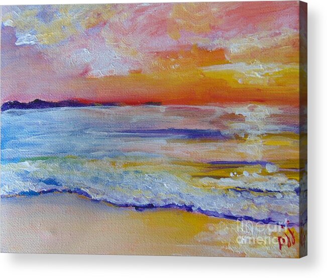 Gulf Of Mexico Acrylic Print featuring the painting Sunset on the Gulf by Saundra Johnson