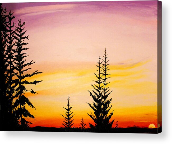  Acrylic Print featuring the painting Sunset Over Timberline Lodge #1 by James Dunbar