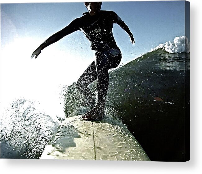 Human Arm Acrylic Print featuring the photograph Surfer Riding On Crystal Splashed Wave by Tsuyoshi Uda
