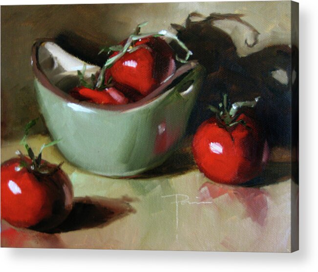 Still Life Acrylic Print featuring the pastel The Green Pot by Dianna Ponting