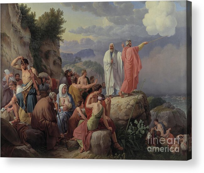 Oil Painting Acrylic Print featuring the drawing The Israelites Resting by Heritage Images
