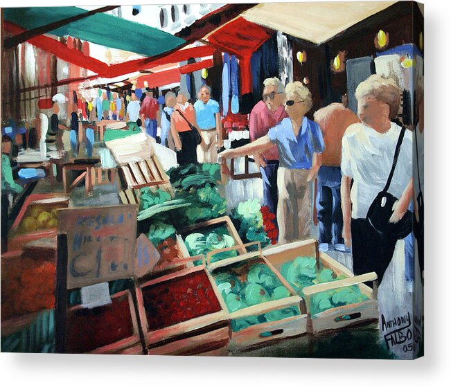The Italian Fruit Market Acrylic Print featuring the painting The Italian Fruit Market by Anthony Falbo