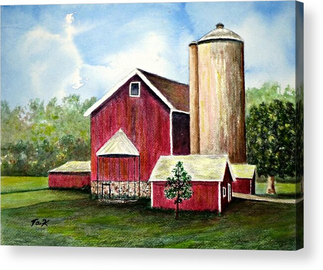 Barns Acrylic Print featuring the painting The Old Homestead by Thomas Kuchenbecker