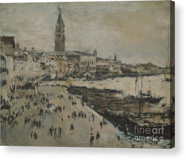 Oil Painting Acrylic Print featuring the drawing The Schiavoni Quay In Venice. Artist by Heritage Images