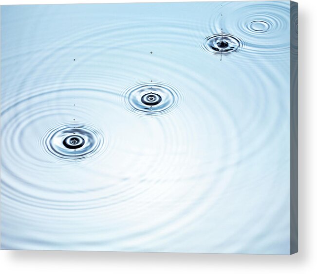 Purity Acrylic Print featuring the photograph Three Drops Of Water Falling Into A by Pier