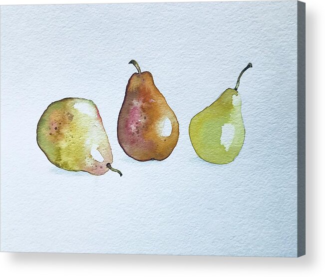 Pears Acrylic Print featuring the painting Three More Pears by Luisa Millicent