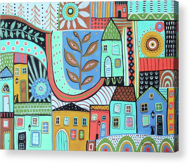 Townhouses Acrylic Print featuring the painting Townhouses by Karla Gerard