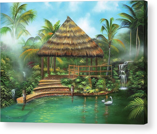 Tropical Paradise Acrylic Print featuring the painting Tropical Paradise by Geno Peoples