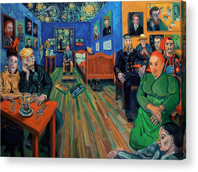 Figurative Acrylic Print featuring the painting Van Gogh and Van Goghs by Ralph Papa