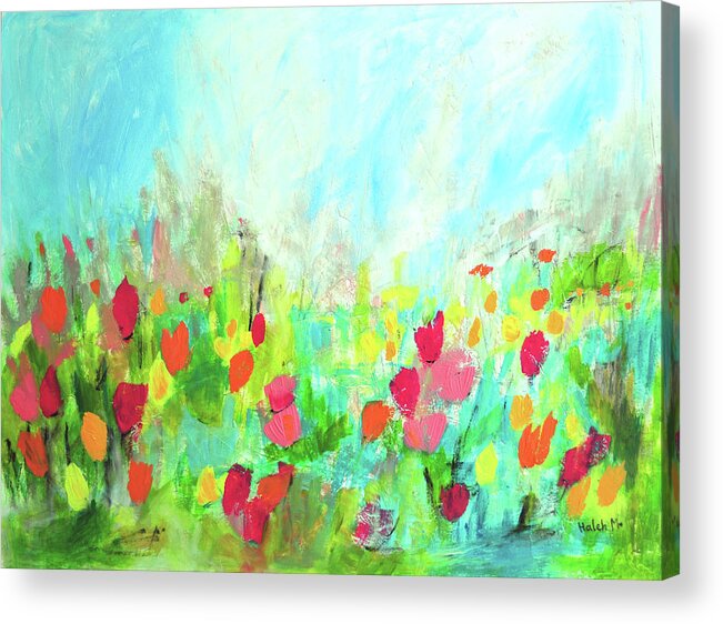 Floral Acrylic Print featuring the painting Walk In Paradise by Haleh Mahbod
